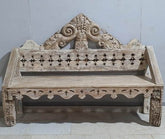 Antique Indian Hand Carved Mehrab Solid Wooden 3 Seater Daybed